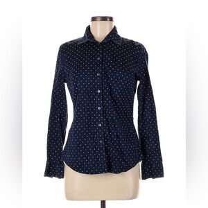 Banana Republic Navy and White Polka Dot Button-Down Shirt
